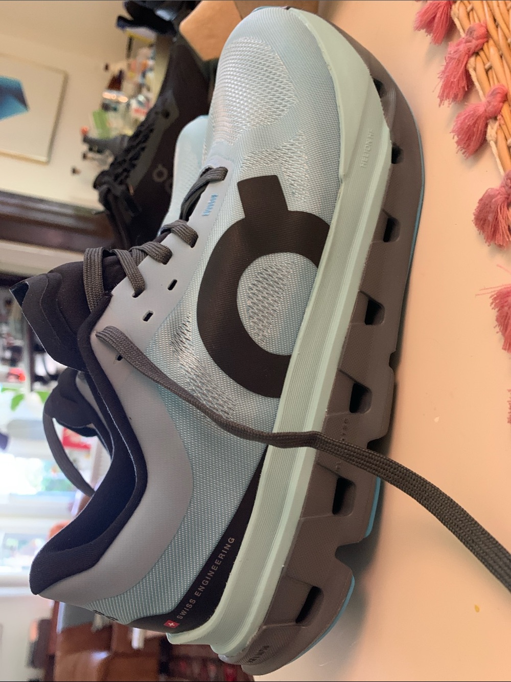 On Running Men's Athletic Shoes Light Blue and Black